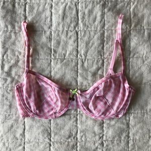 Betsy Johnson Pink Plaid Bra